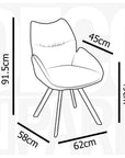 Chaise pivotante avec accoudoirs en tissu vert d'eau TALIA