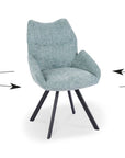 Chaise pivotante avec accoudoirs en tissu vert d'eau TALIA