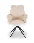 Chaise pivotante avec accoudoirs en velours et tissu bouclette beige ISALIE