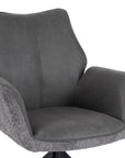 Chaise pivotante avec accoudoirs en velours et tissu bouclette gris ISALIE
