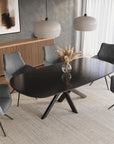 Chaise pivotante avec accoudoirs en velours et tissu bouclette gris ISALIE