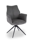 Chaise pivotante avec accoudoirs en velours et tissu bouclette gris ISALIE