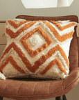 Coussin beige à motif losange orange 45x45 cm NIVLA