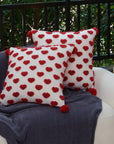 Coussin blanc à coeur rouge 45x45 cm SADEN