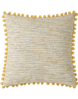 Coussin jaune et beige en tweed avec ponpons 45x45 cm POPINE