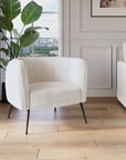 Fauteuil cabriolet en velours beige pieds noir PERRY
