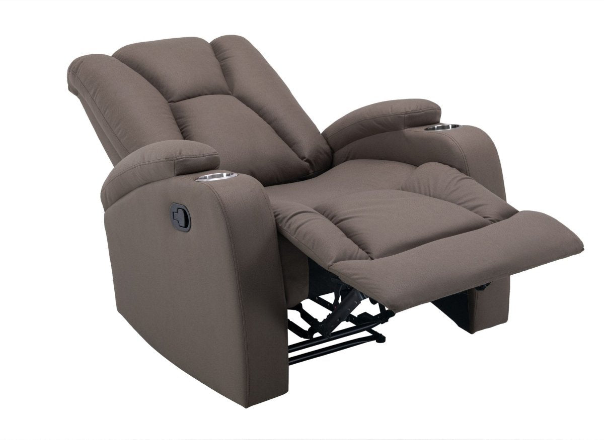Fauteuil relax en tissu en microfibre marron CLARENCE