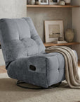 Fauteuil relax pivotant en velours chiné gris LISON