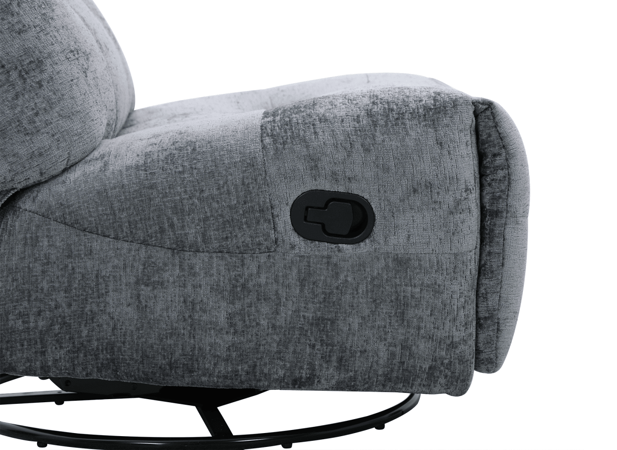 Fauteuil relax pivotant en velours chiné gris LISON