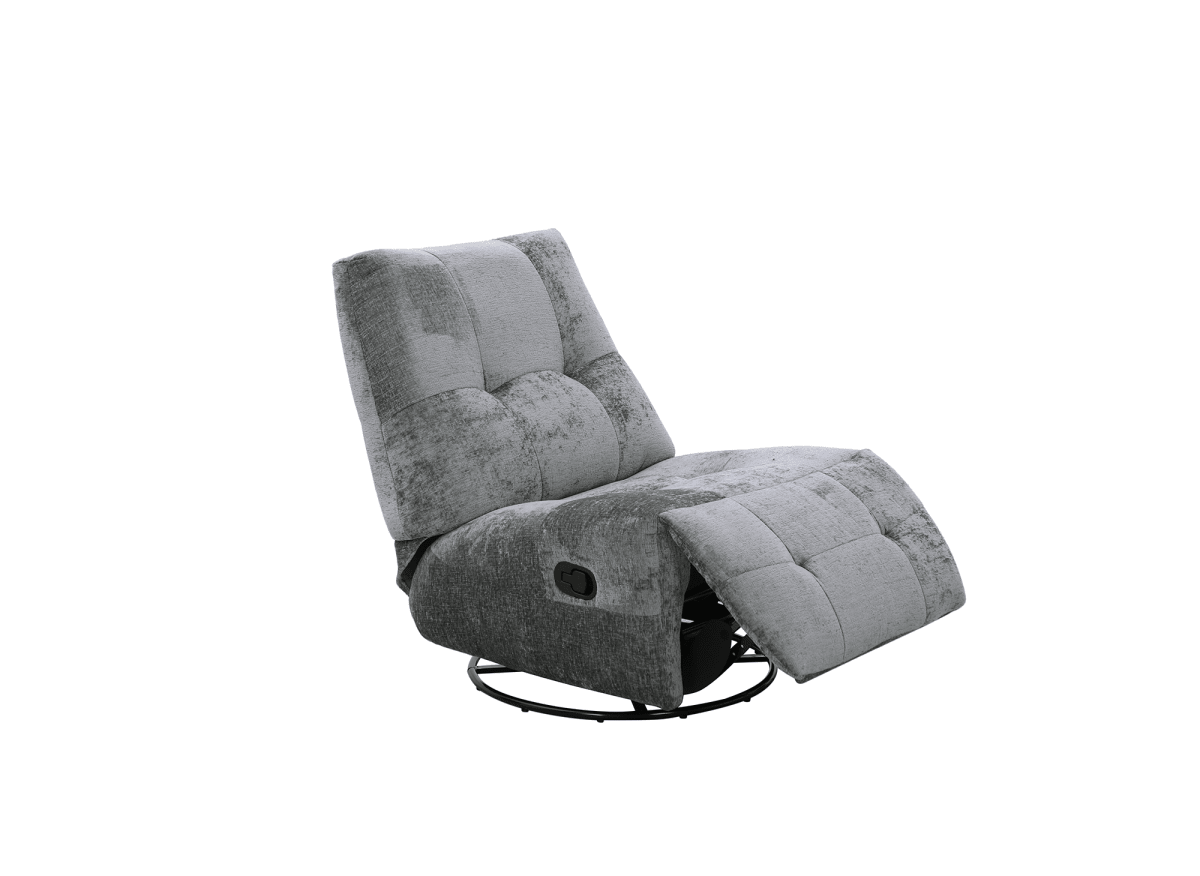Fauteuil relax pivotant en velours chiné gris LISON