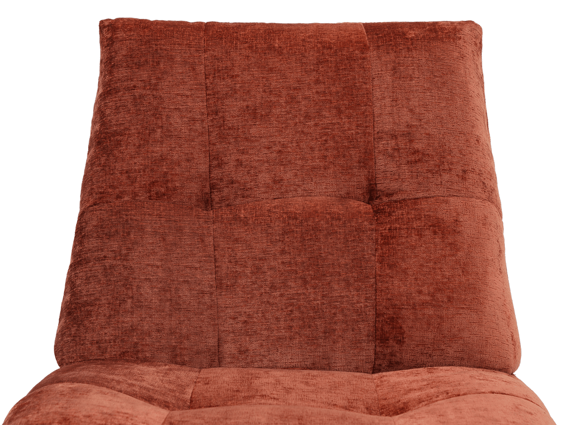 Fauteuil relax pivotant en velours chiné terracotta LISON