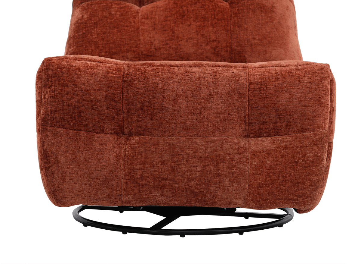 Fauteuil relax pivotant en velours chiné terracotta LISON