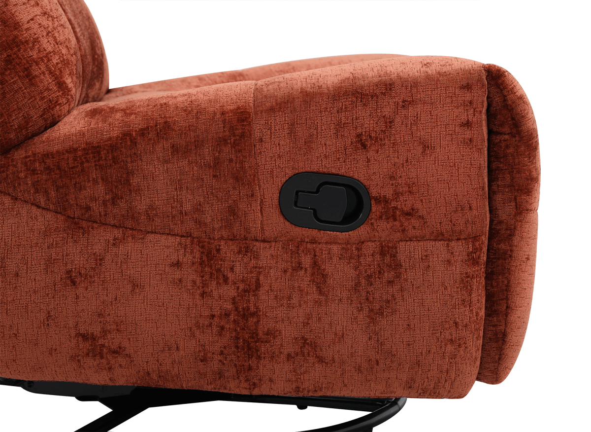 Fauteuil relax pivotant en velours chiné terracotta LISON