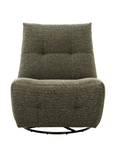 Fauteuil relax pivotant en velours texturé vert kaki LISON