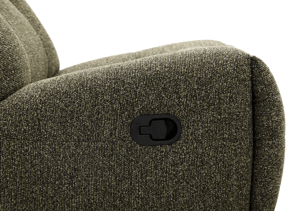 Fauteuil relax pivotant en velours texturé vert kaki LISON