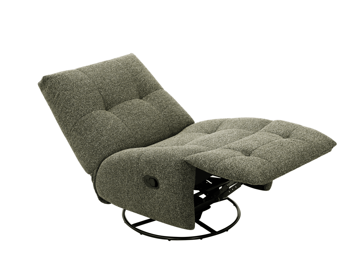 Fauteuil relax pivotant en velours texturé vert kaki LISON