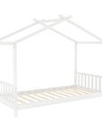 Lit cabane avec barreaux en bois blanc 90 x 190 cm NIDOU