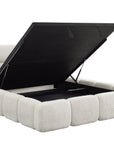 Lit coffre en tissu bouclette beige 140x190 cm BUBBLE