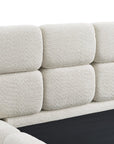 Lit coffre en tissu bouclette beige 140x190 cm BUBBLE