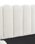 Lit coffre en tissu bouclette beige 140x190 cm RITA