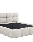 Lit coffre en tissu bouclette beige 160x200 cm BUBBLE