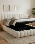 Lit coffre en tissu bouclette beige 180x200 cm GRETA