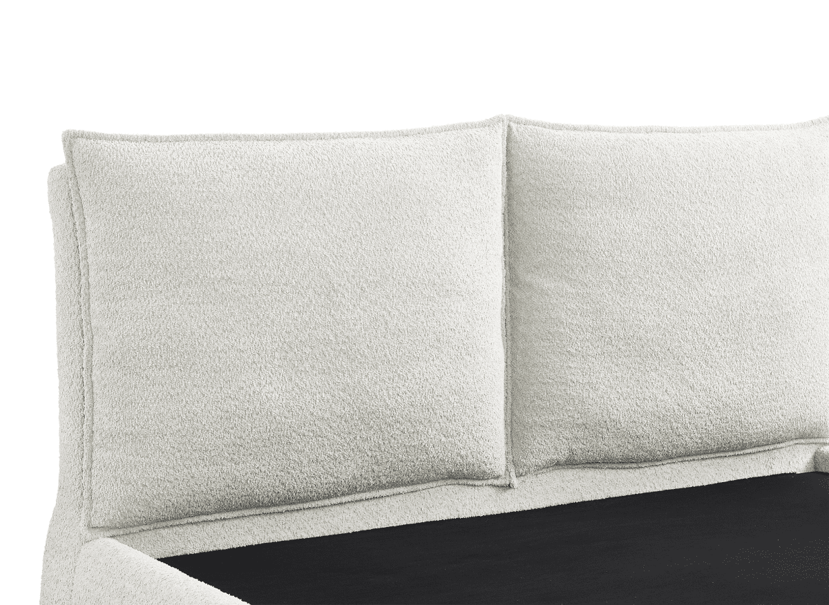 Lit coffre en tissu bouclette beige 180x200 cm MELY