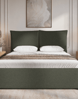 Lit coffre en tissu bouclette vert olive 140x190 cm MELY