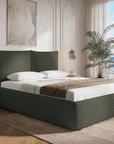 Lit coffre en tissu bouclette vert olive 140x190 cm MELY