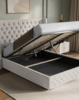 Lit coffre en velours beige 180x200 cm MAXI