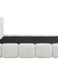 Lit coffre en velours chiné beige 140x190 cm BUBBLE