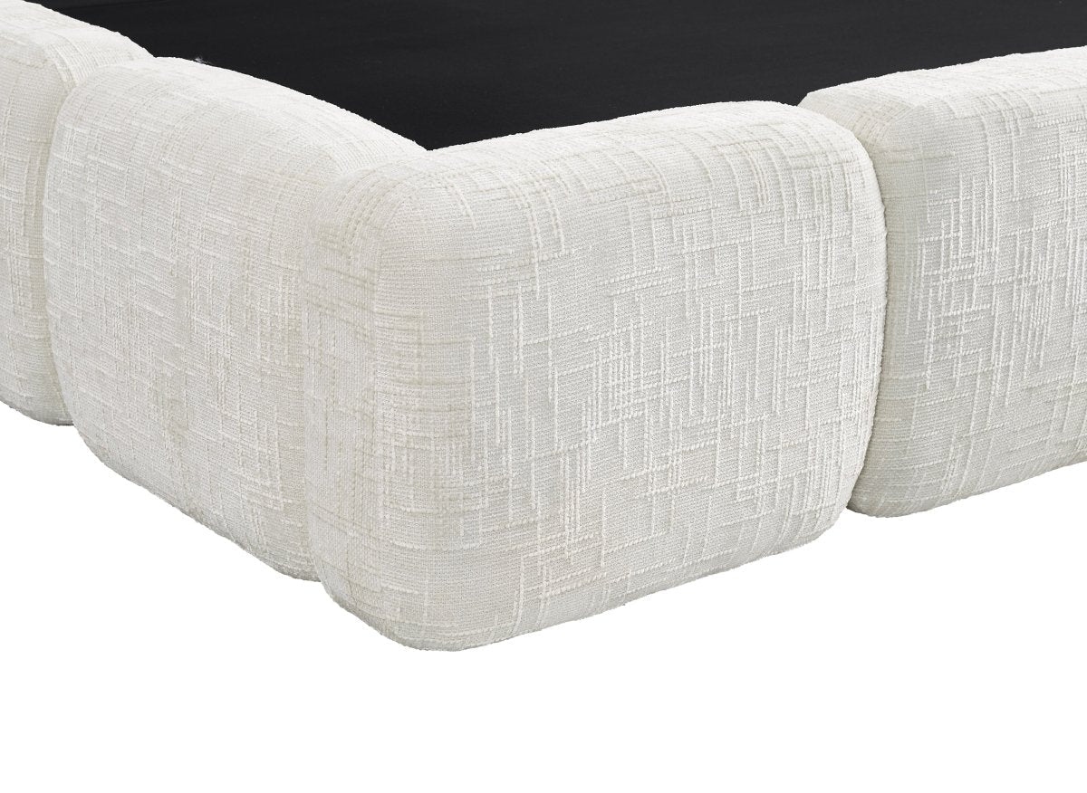 Lit coffre en velours chiné beige 140x190 cm BUBBLE