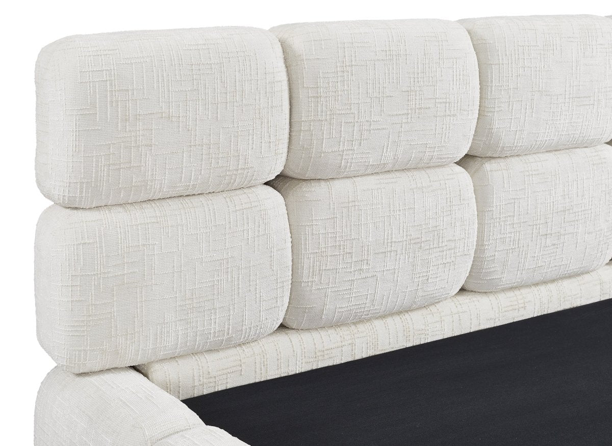 Lit coffre en velours chiné beige 140x190 cm BUBBLE