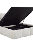 Lit coffre en velours chiné beige 140x190 cm BUBBLE