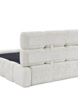 Lit coffre en velours chiné beige 140x190 cm BUBBLE