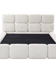Lit coffre en velours chiné beige 160x200 cm BUBBLE