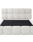 Lit coffre en velours chiné beige 180x200 cm BUBBLE