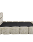 Lit coffre en velours chiné taupe 140x190 cm BUBBLE