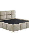 Lit coffre en velours chiné taupe 160x200 cm BUBBLE