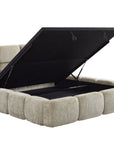 Lit coffre en velours chiné taupe 140x190 cm BUBBLE