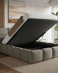 Lit coffre en velours chiné vert olive 140x190 cm BUBBLE