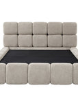 Lit coffre tissu bouclette taupe 180x200 cm BUBBLE