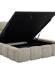 Lit coffre tissu bouclette taupe 180x200 cm BUBBLE
