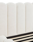 Lit double en tissu bouclette beige 140x190 cm RITA