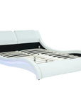 Lit en simili cuir blanc avec LED 140x190 cm ZEDA