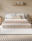 Lit en simili cuir blanc avec LED 140x190 cm ZEDA
