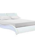 Lit en simili cuir blanc avec LED 140x190 cm ZEDA
