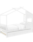 Lit gigogne cabane en bois blanc 90 x 190 cm MILIO