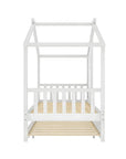 Lit gigogne cabane en bois blanc 90 x 190 cm MILIO