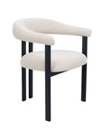 Lot de 2 chaises en tissu texturé écru pieds en métal noir ADRIANA